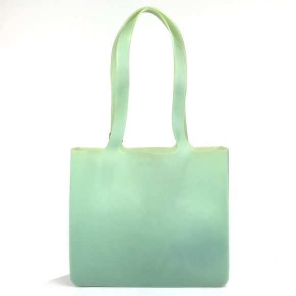 Chanel Bag Handbag Rubber Chanel Logo Clear Green Authentic - Picture 7 of 12